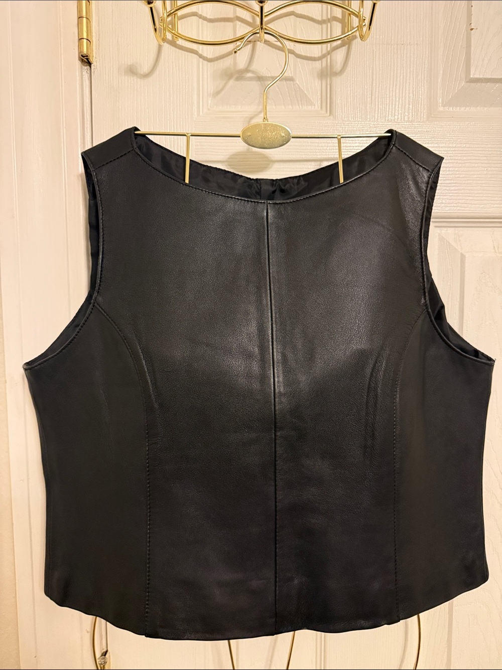R2R Black Genuine Leather Sleeveless Top